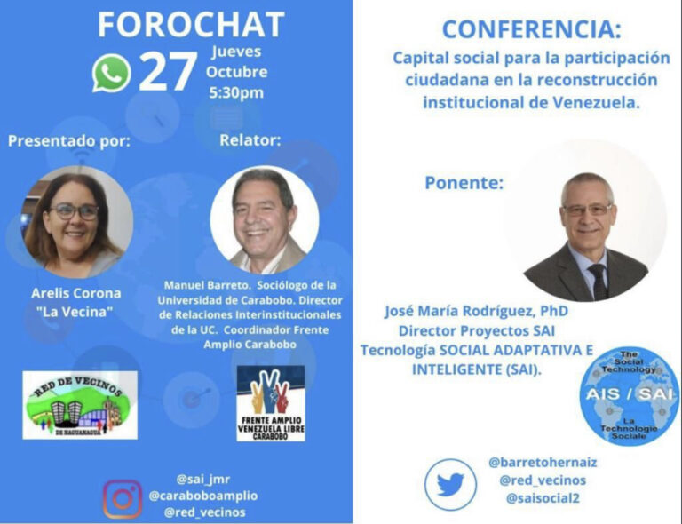 Lee más sobre el artículo CONFERENCIA: Capital social para la participación ciudadana en la reconstrucción institucional de Venezuela.