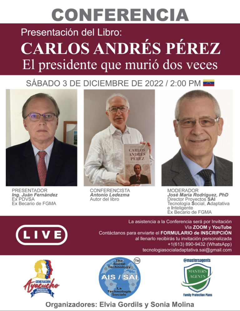 Lee más sobre el artículo CONFERENCIA: Presentación del libro “Carlos Andrés Pérez – El Presidente que murió dos veces”